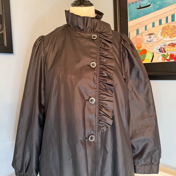 True Vintage 1980s Marmika by Fitz Black Lightweight Car Coat Driving Coat Sz 12 - Picture 2 of 9